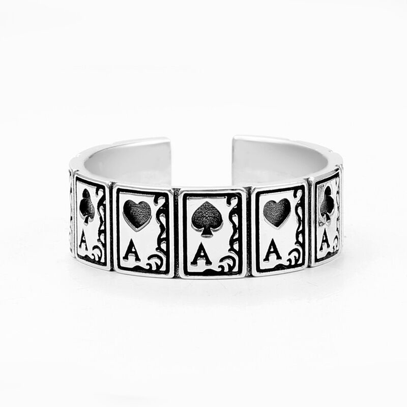 Punk Spielkarten Ring Verstellbar Im Vintage Stil Für Damen_voghion.com