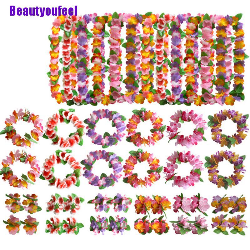 *Beautyoufeel 4Pcs/set Hawaiian Flower leis Garland Necklace DIY Decoration Fancy Dress Party