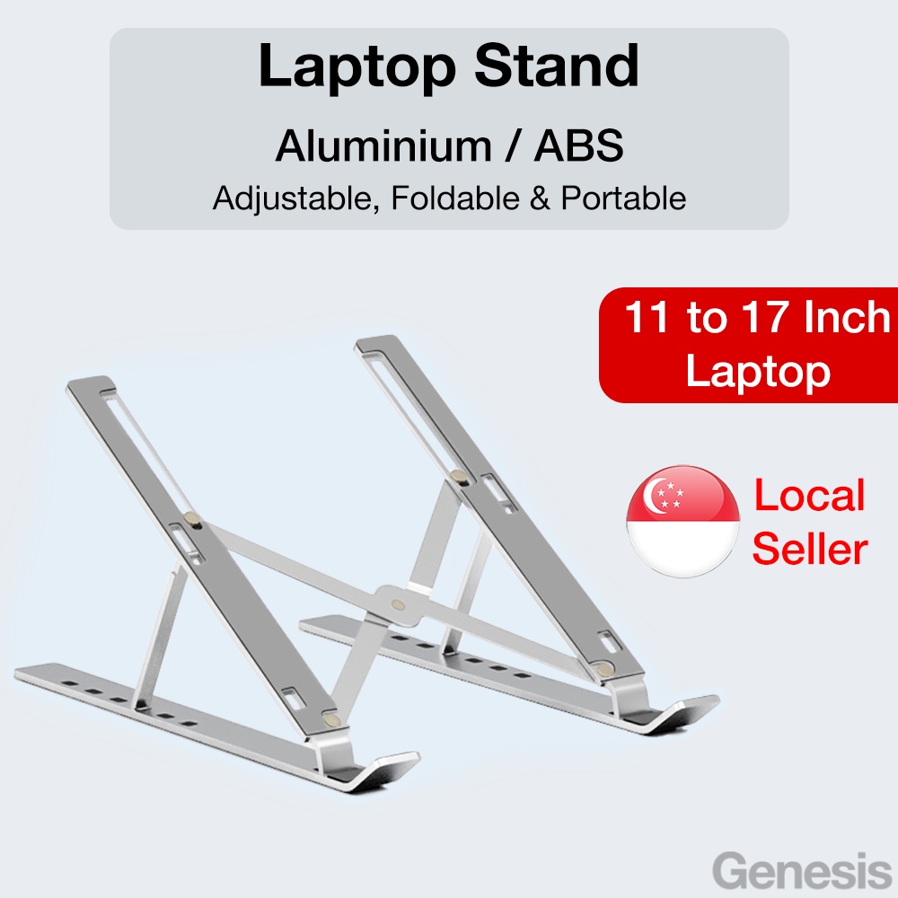 Genesis Laptop Stand Adjustable Portable Foldable Aluminium Metal Riser Ergonomic for Notebook