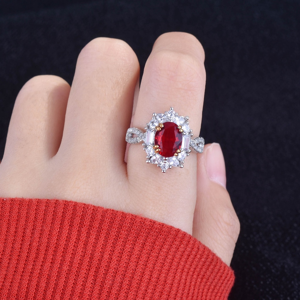 New Luxury 3 Carat Artificial Ruby Rings Simple Open Ring Jewelry Female Size Adjustable_voghion.com