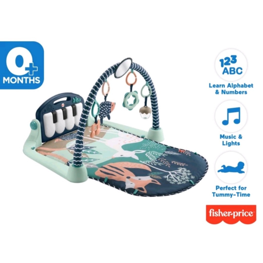 Fisher-price HKX37 Baby Playmat Kick & Play Piano Gym with Musical and Sensory Toys for Newborn to Toddler, Navy Fawn