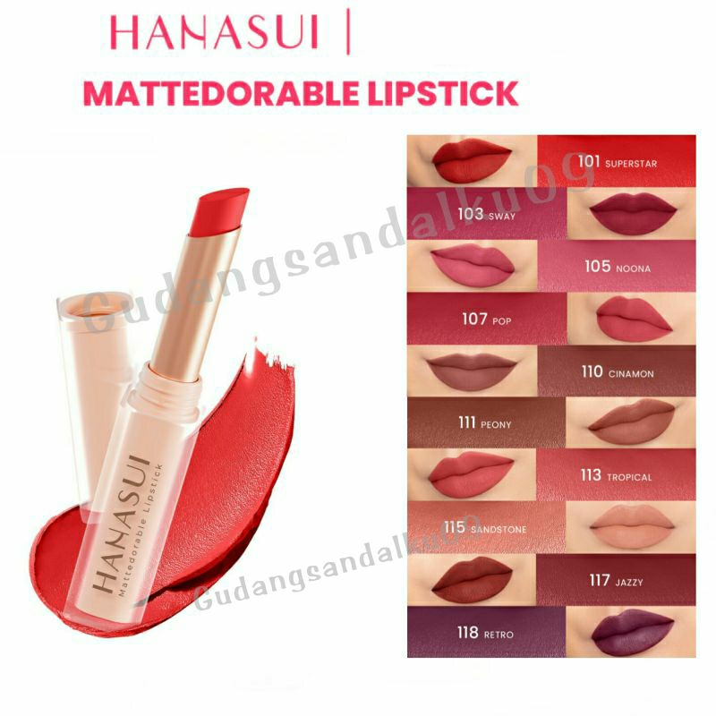 Hanasui Mattedorable Lipstick - Anti-Slide Formula Smudgeproof Transferproof Long Lasting Moisturizing Optimal Hydration