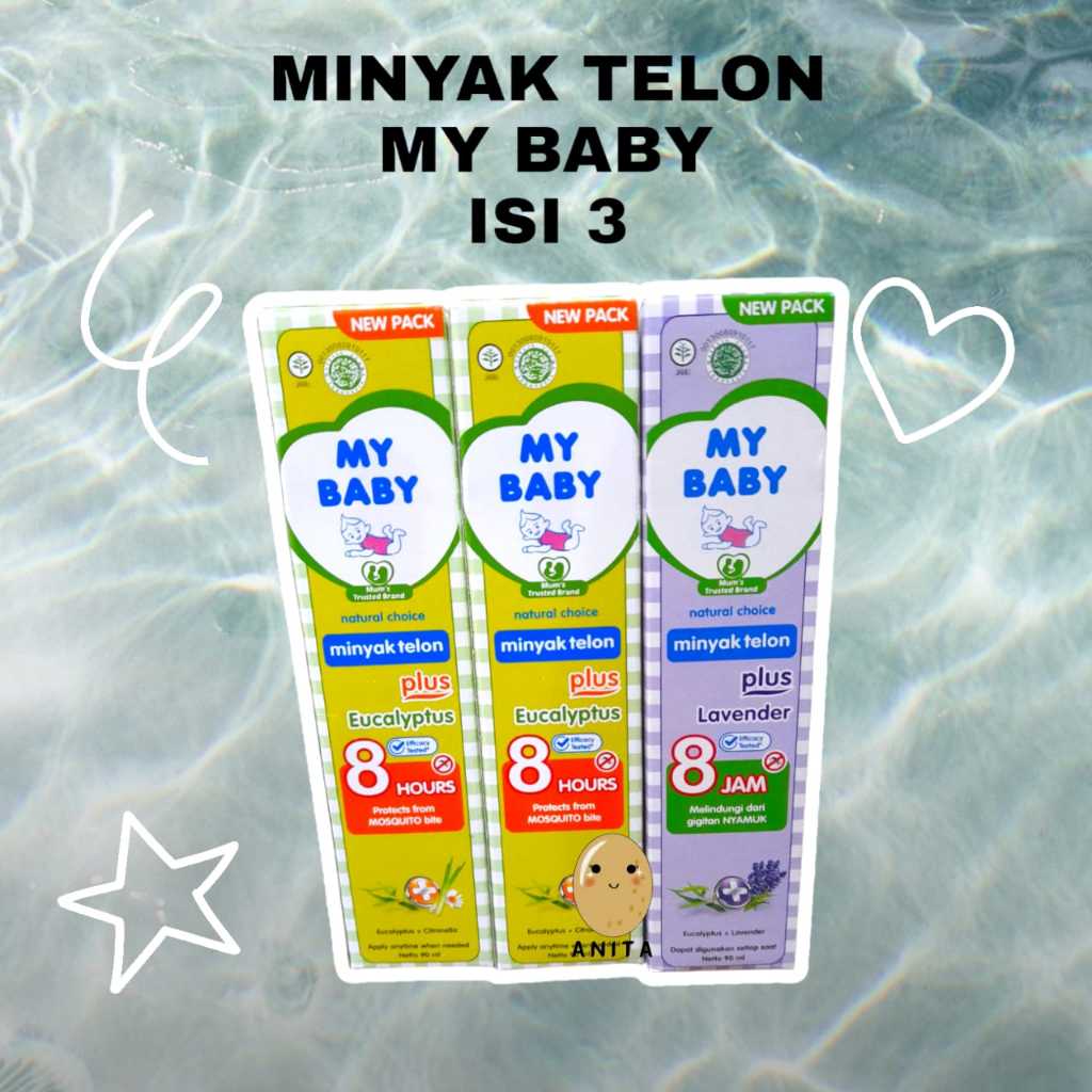 Package Of 3pcs MY BABY TELON EUCALYPTUS LAVENDER Oil 60ml, 90ml, 150ml