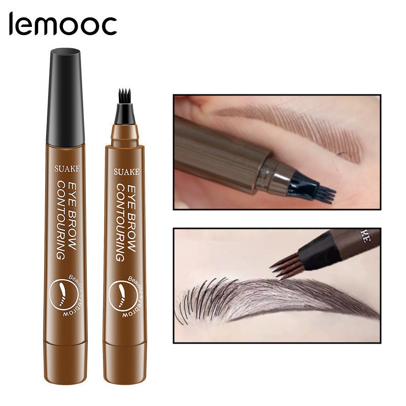 [Shopee Choice] Eyebrow Pencil 4 Tip Liquid Brow Tattoo Pen Makeup Pen Waterproof Cosmetic EyeBrow Liner