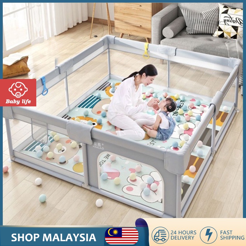 Baby Kids Playpen Safety Play Fence Playground Game Sturdy Guard Rail Size Pagar Baby