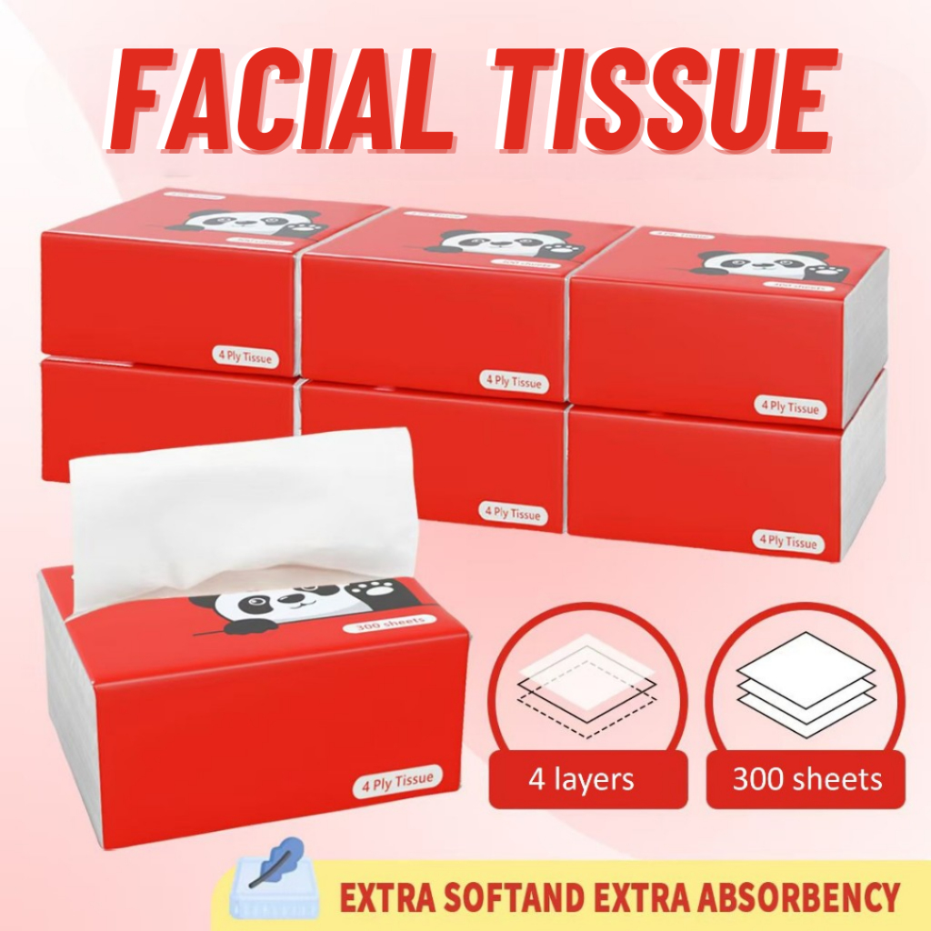 [Shopee Choice] 10 PACK x 4 Ply Red Panda Tissue 300 Sheets Premium Tissue Extra Soft & Absorbent Facial Tissue