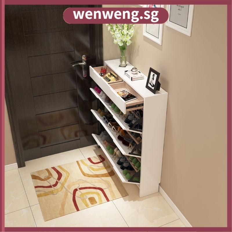 Wenweng Shoe Cabinet Tipper Shoe Cabinet Porch Cabinet Ultra-thin Simple Modern Door-to-door Storage  17cm Door-to-door Household Door Cabinet 6773