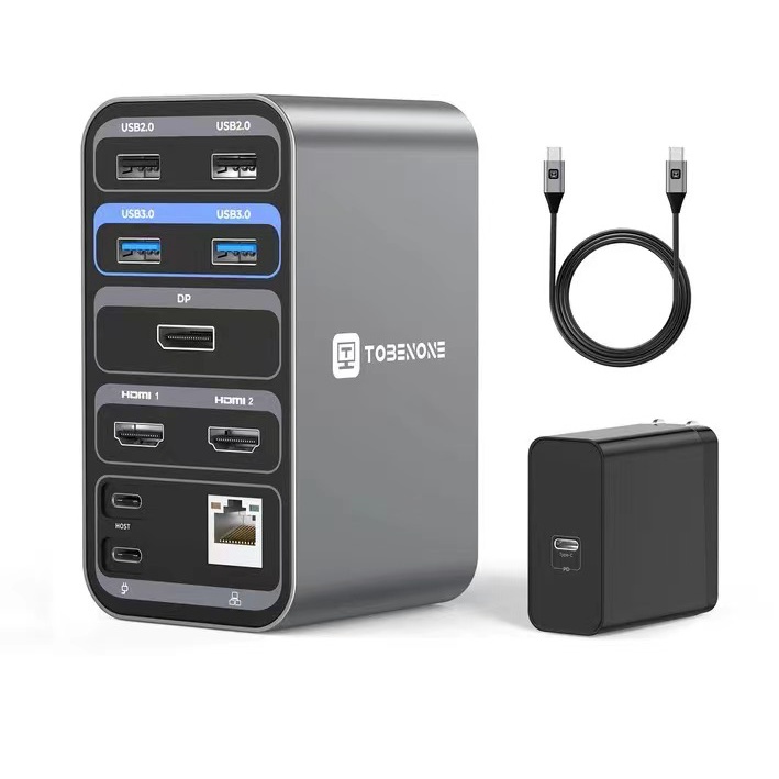 UDS018 USB C Docking Station Dual Monitor 13-in-1 Laptop Dock with 65W Power Supply