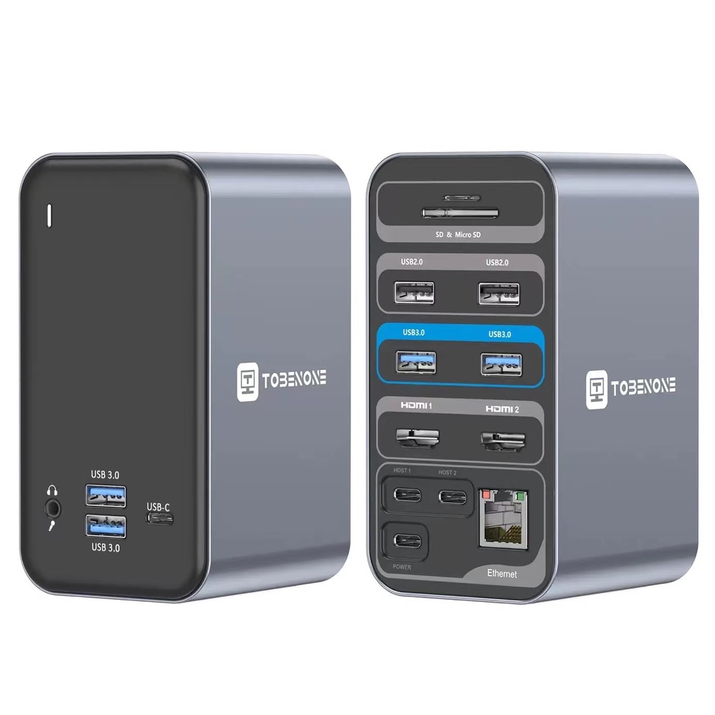 Tobenone UDS013 15 in 2 USB C Docking Station Dual Monitor HDMI for MacBook Pro/Air