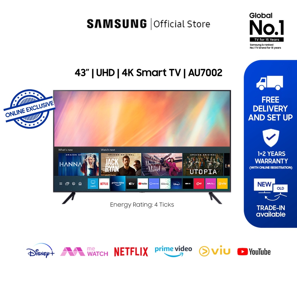 [Online Exclusive] Samsung 43" AU7002 UHD 4K Smart TV (2022) 4 Ticks / 36 Months Warranty