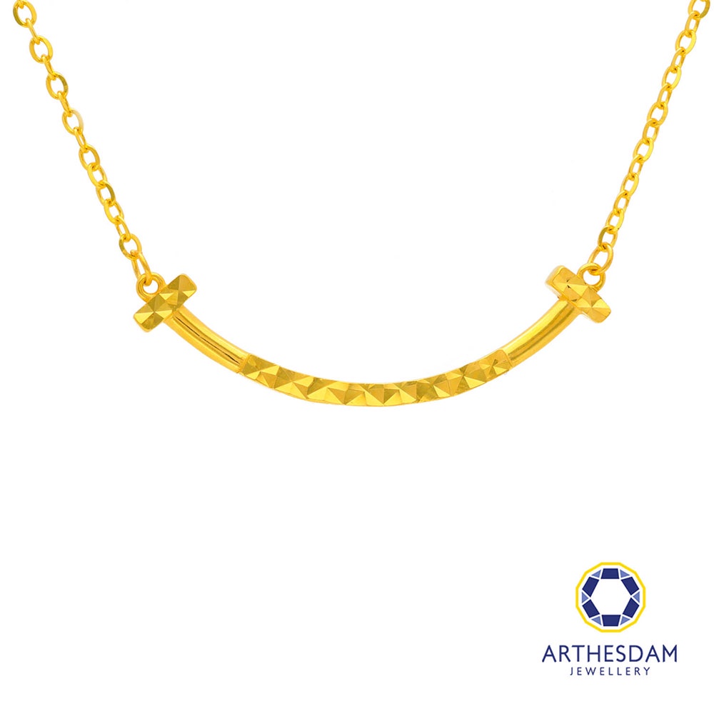 Arthesdam Jewellery 916 Gold Smiling Bar Necklace