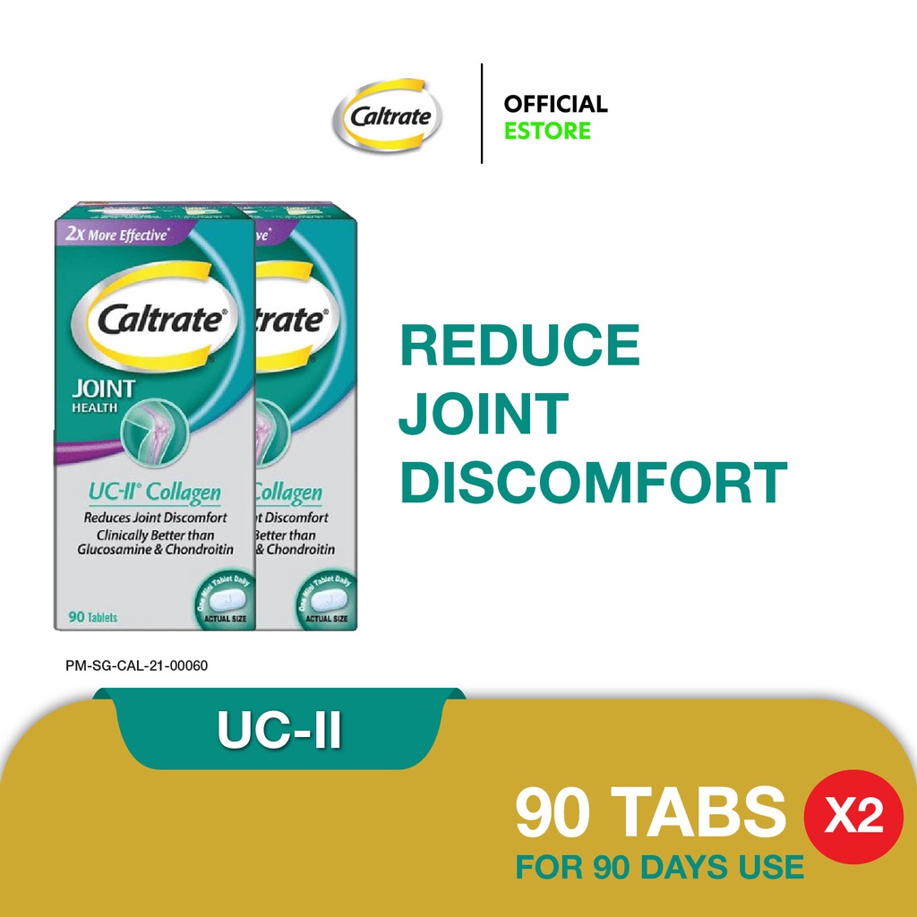 CALTRATE Joint Health UC-II Collagen Supplement, 2X more effective and Reduce joint discomfort, 90 Tabs [2Packs]