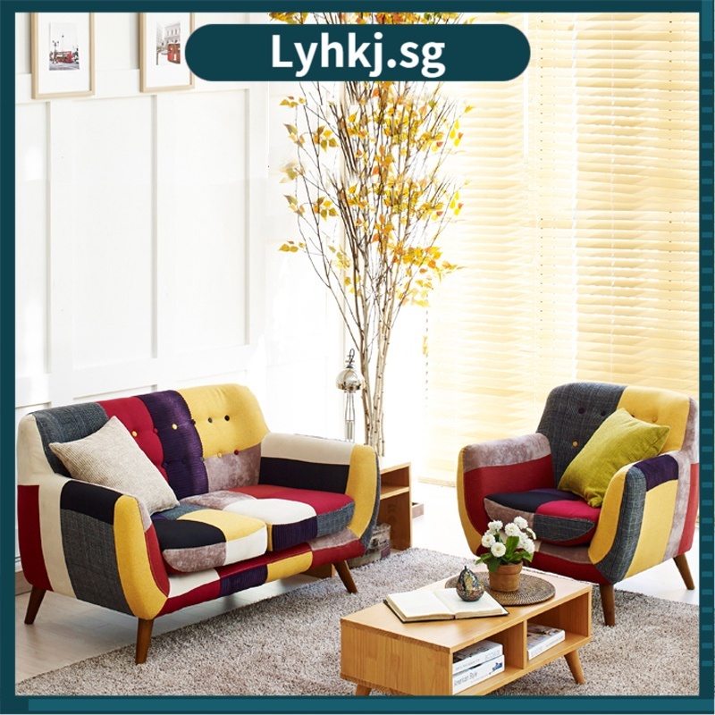 Lyhkj Sofa New Small Family Living Room Creative Furniture Personality Single Person Double Three Person Color Fabric Combination 7OVL MEM3