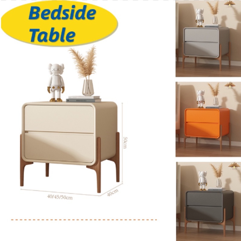 Lyhkj Lyhkj Light Luxury Bedside Table Small Solid Wood Simple Modern Minimalist Italian Bedside Table Leather Storage Cabinet In Home Bedroom 2YWX P1CD