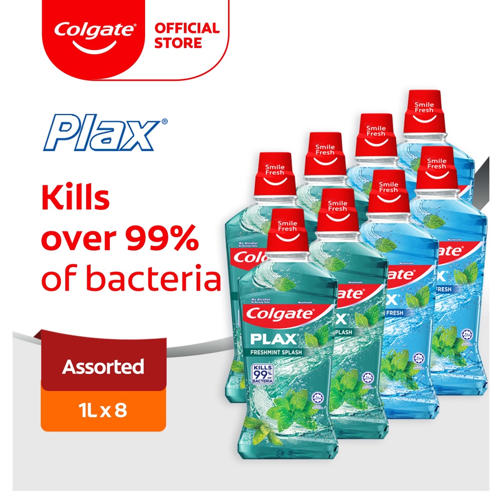 Colgate Plax Assorted /Peppermint/ Freshmint Mouthwash 1L [Bundle of 8]