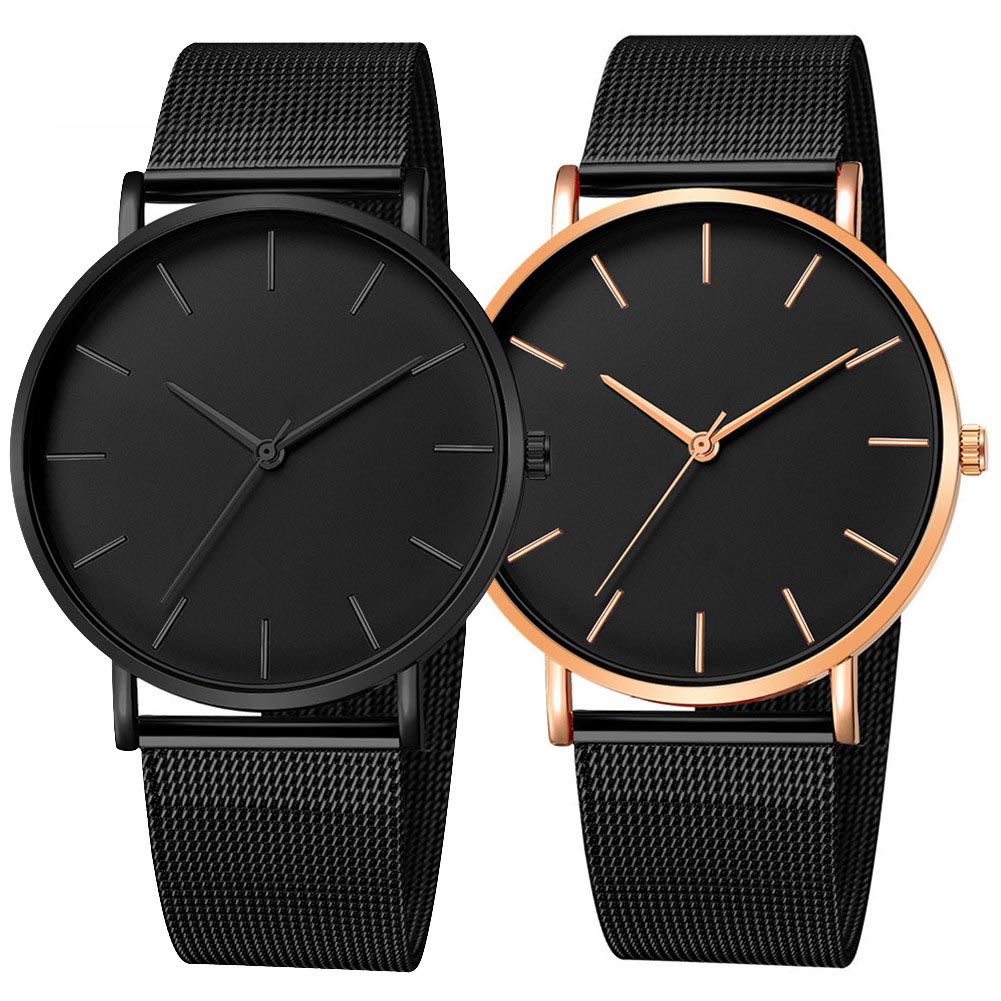 [Ready] Ultra Thin Mesh Band Simple Men Watch Unisex Woman Classic Fashion Business Round Dial Wristwatch