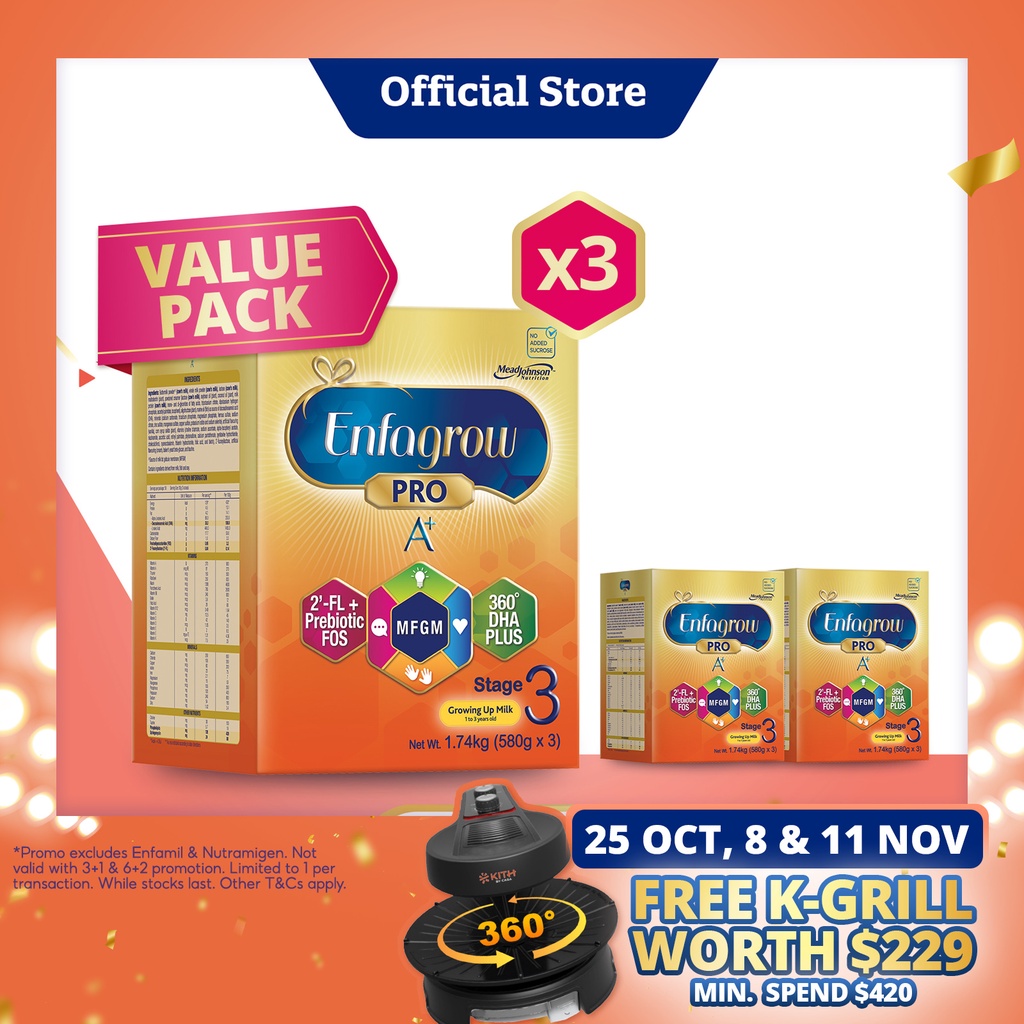 [Bundle of 3] Enfagrow Pro A+ Stage 3 1.74kg for Children (1-3Y) Value Pack