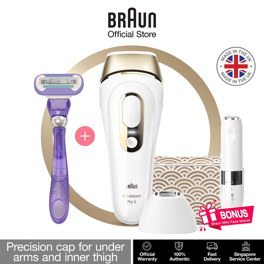 Braun IPL Silk expert Pro 5 PL 5137 IPL Permanent Hair Removal with Pouch and Precision Cap Bonus Face Shaver
