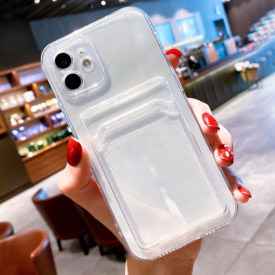 For iPhone 16 15 14 13 12 11 Pro Max Plus 12 13 mini  6s 7 8 SE 2020 X XR XS Shockproof Silicone Phone Case With Card Holder
