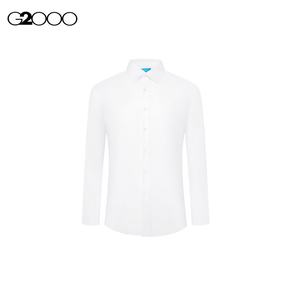 G2000 Men Non-Iron Cotton Spandex Cool Textured Shirt - White