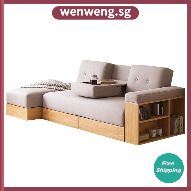 Wenweng Sofa Bed Multifunctional Leather Home Modern Minimalist Fabric Sofa Bed Drawer With Storage 4HC4