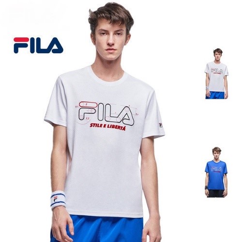 Online Exclusive Men's FILA Logo Theme Printed Cotton T-Shirt
