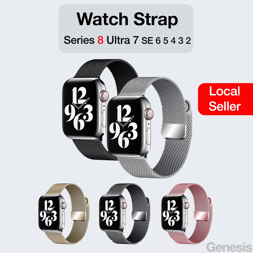 Genesis Watch Strap/ Band For Apple Watch Series 8 Ultra 7 SE 6 5 4 3 iWatch 49mm 45mm 44mm 41mm 40mm Milanese Metal