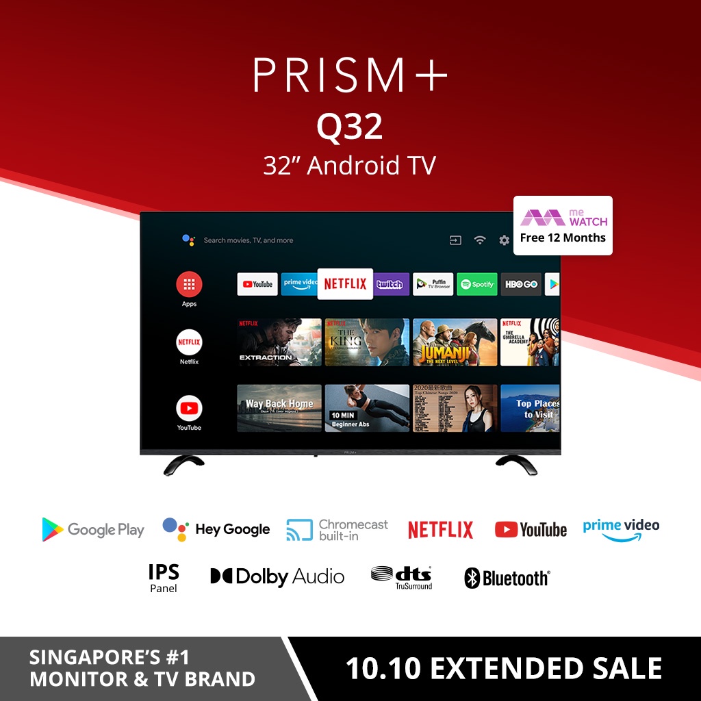 PRISM+ Q32 Android TV | 32 inch | Google Play Store | Inbuilt Chromecast | IPS Panel | Netflix & Youtube | Dolby Audio