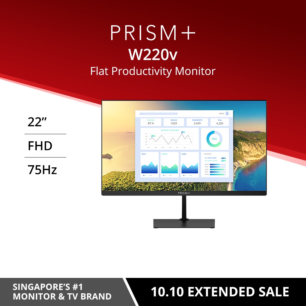 PRISM+ W220v 22 75Hz Productivity Monitor Gaming Monitor [1920 x 1080]