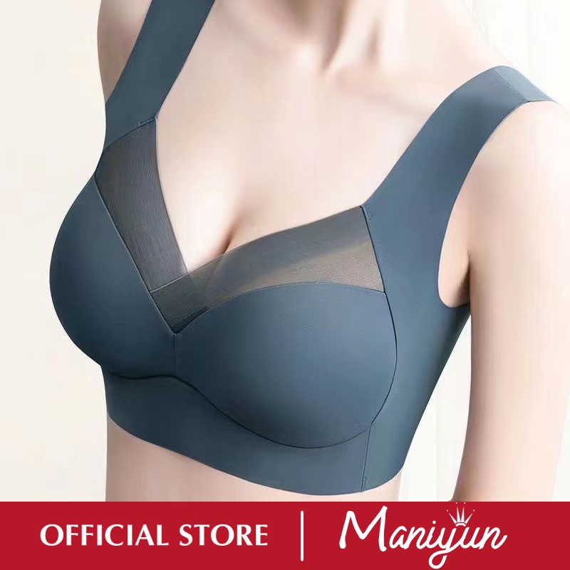 Maniyun One-piece Ice Silk Seamless Bra Women Sexy Mesh Fixed Up