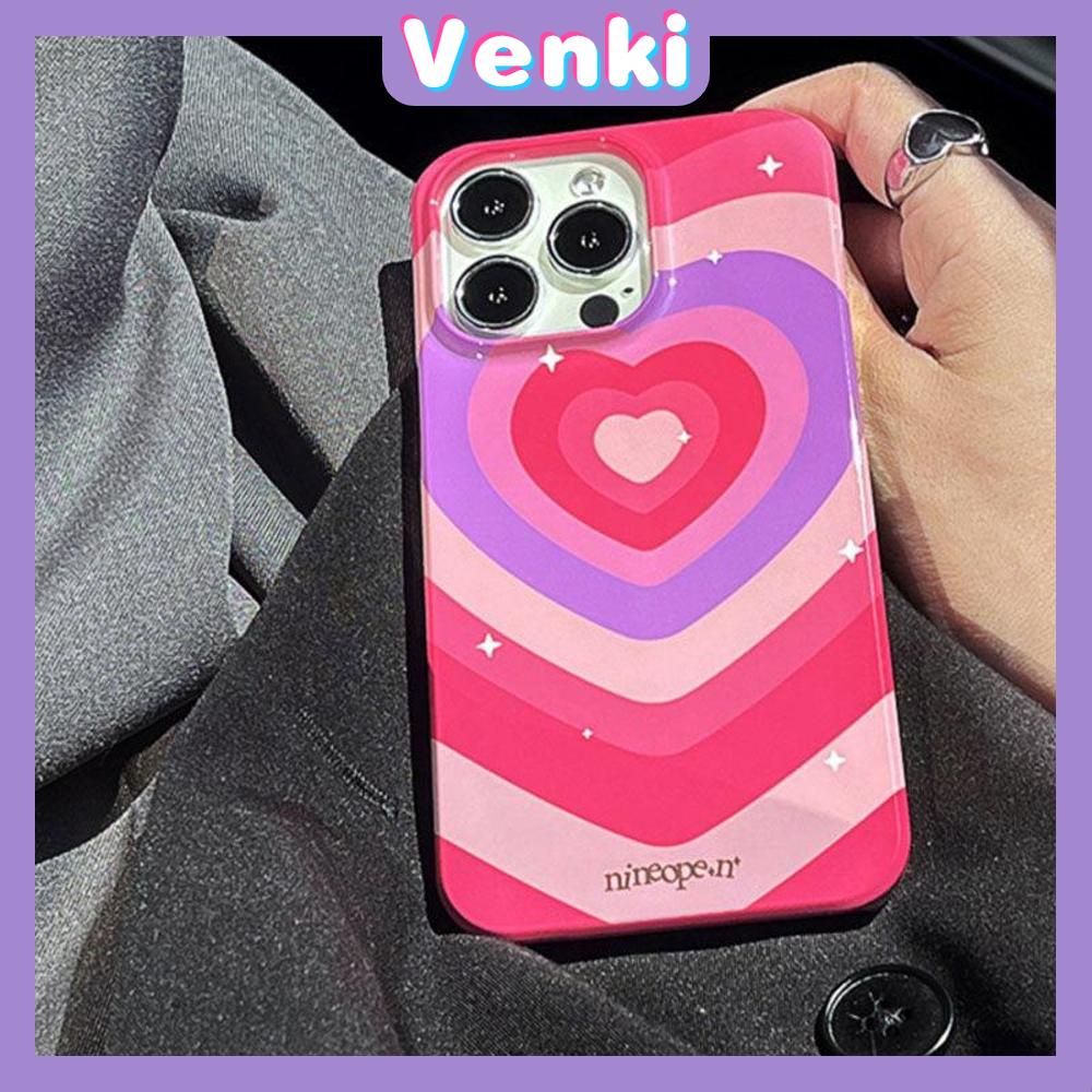 VENKI - เคสไอโฟน เคส iphone 11 12 13 14 Series TPU Soft Case Magic Love Circles Glossy Pink Candy Case Camera Protection Shockproof For iPhone 7 Plus X XR