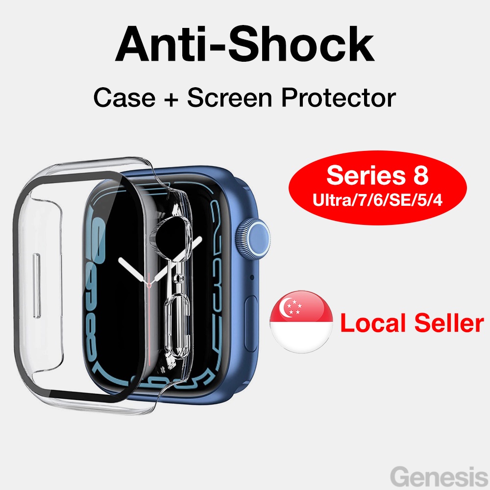 Genesis Watch Case for Apple iWatch Series 8 7 6 SE 5 4 Screen Protector Tempered Glass Cover 45mm 44mm 41mm 40mm