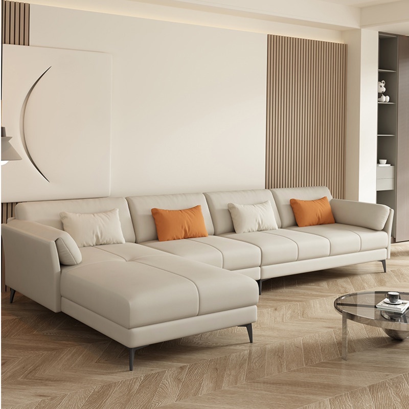 Sofa Bed Living Room Fabric Light Luxury Solid Wood Nordic Cream Wind Corner Sofa