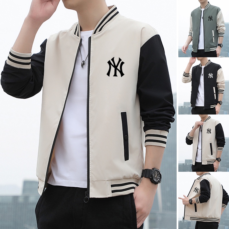 Men's long-sleeved jacket new spring and autumn sports jacket Korean version trendy casual versatile top baseball uniform mlb