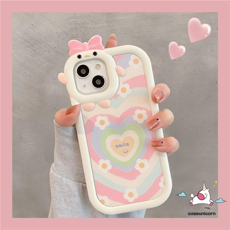 เคสโทรศัพท์มือถือ แบบนิ่ม ไล่โทนสี ลายดอกไม้ และหัวใจ 3D สําหรับ iPhone 11 7 8 6 6s 14 Plus 13 12 11 14 Pro Max XR 7Plus X XS Max SE 2020 11Pro Max