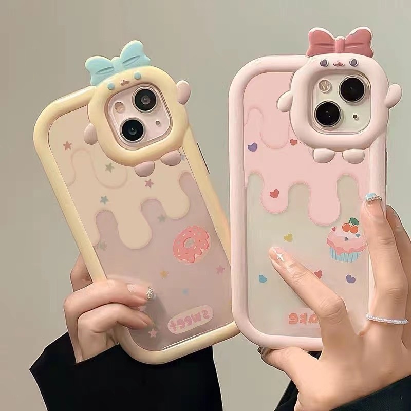 ?GOOD?เคสไอโฟน 11 ลายการ์ตูนมอนสเตอร์ ประดับโบว์ เคสเคลือบนิ่ม สําหรับไอโฟน  11/12/13/14 Pro Max 8/7 Plus X/XS Max#3000