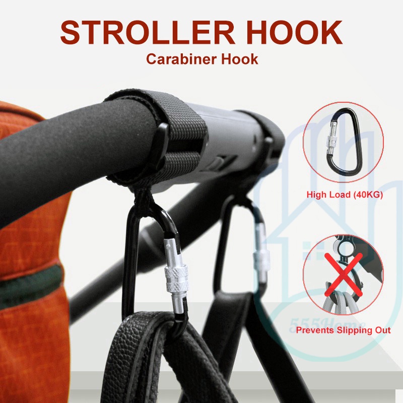 [SG] Baby Stroller Hook / Multi Purpose Carabiner Hook/ 40KG Load / Travel Camping Car Bicycle Hook Hanger