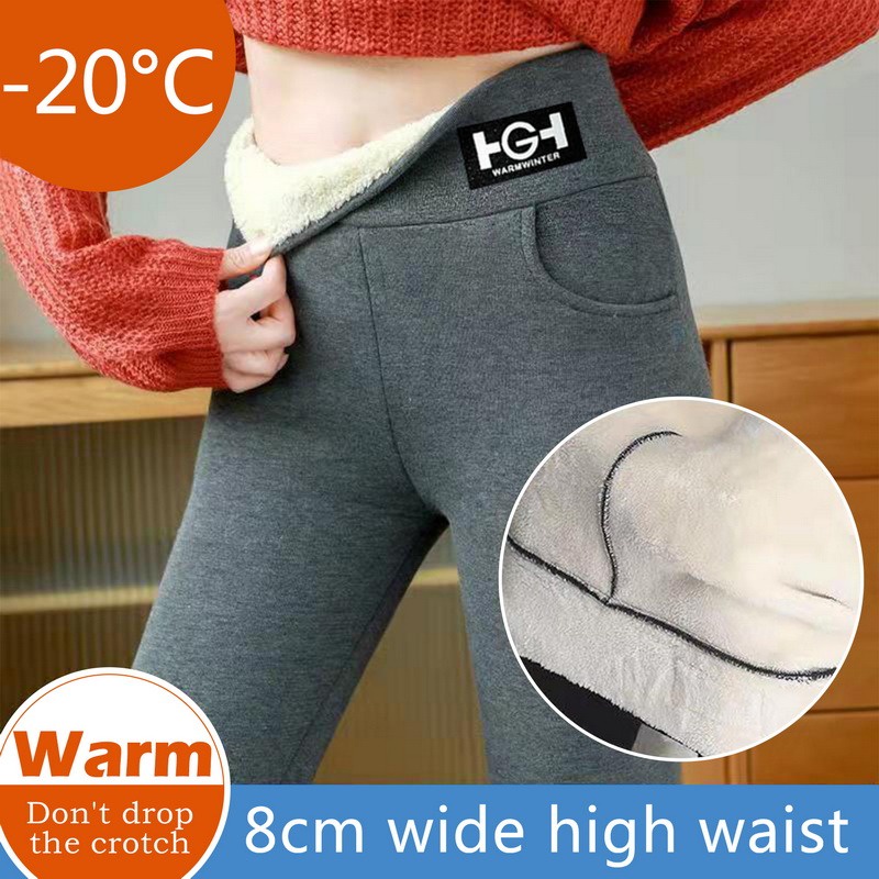 Fashion Winter Thicken Leggings Casual Cashmere Lambskin Women Leggings Wool Fleece Trousers High Quality Skinny High Waist Warm Pants
