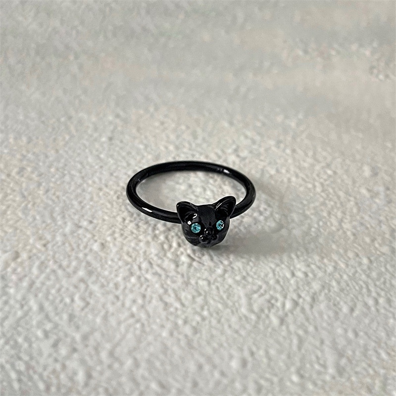Anello gatto nero Anello semplice e adorabile Anello indice moda per uomo e donna_voghion.com