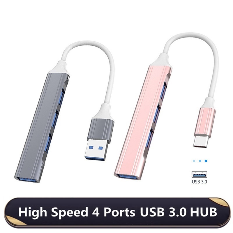 New Type C USB 3.0 4 Port High Speed Hub Extension Splitter for Laptop Computer Multiport Port USB C HUB 3.1 Mobile Phone OTG Adapter