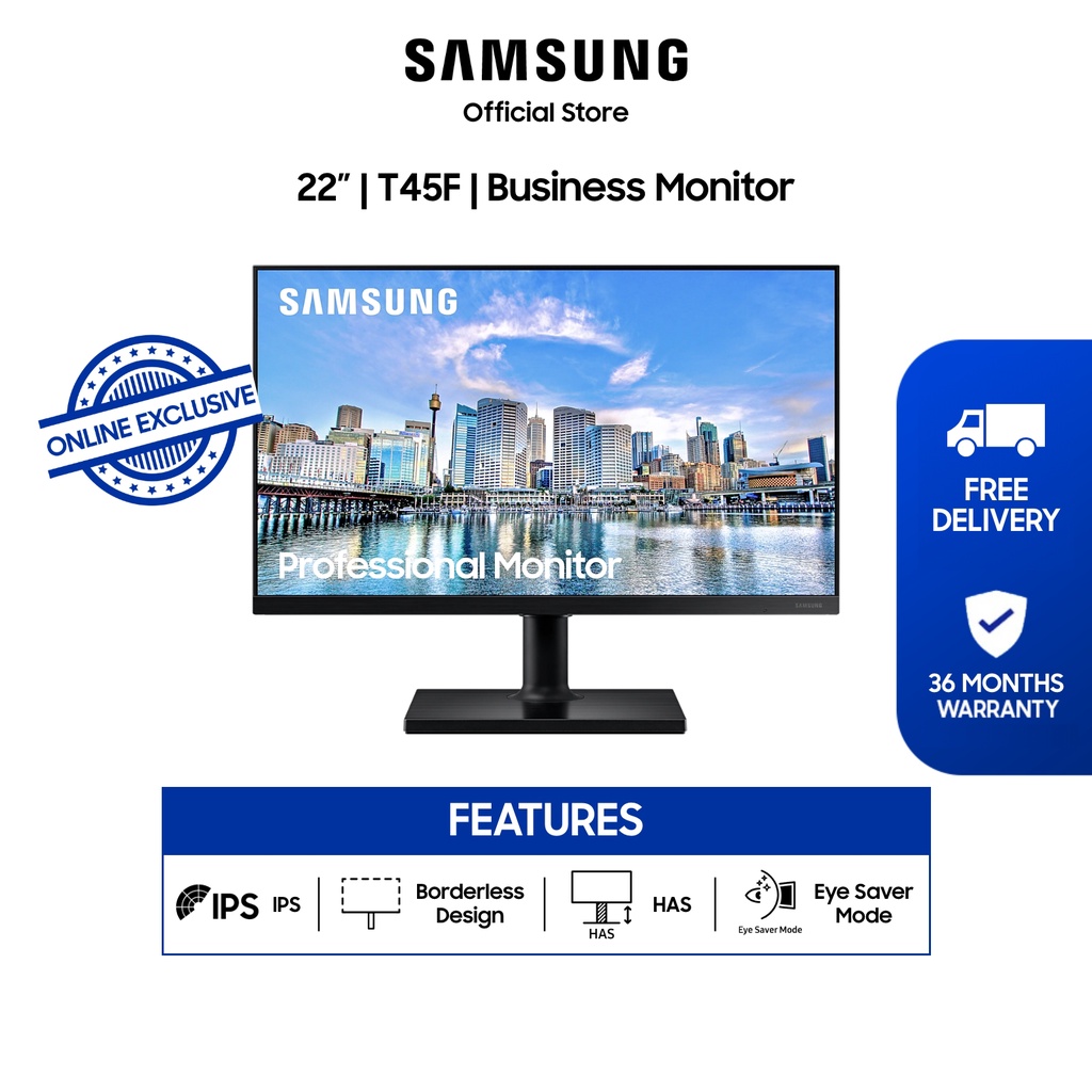 [Online Exclusive] Samsung 22" T45F Business Monitor / LF22T450FQEXXS / 36 Months Warranty