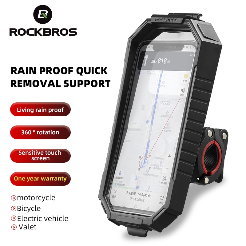【3-day Delivery】ROCKBROS Motorcycle Phone Holder Waterproof Phone Case Touch Screen Bike Phone Holder Cycling Handlebar Mount Bicycle Stand Bracket Bicycle Accessories