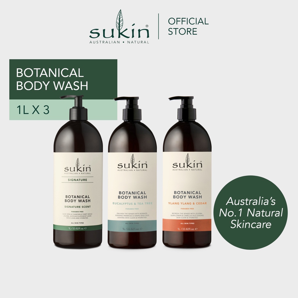 [VALUE SET OF 3] Sukin Botanical Body Wash 1L