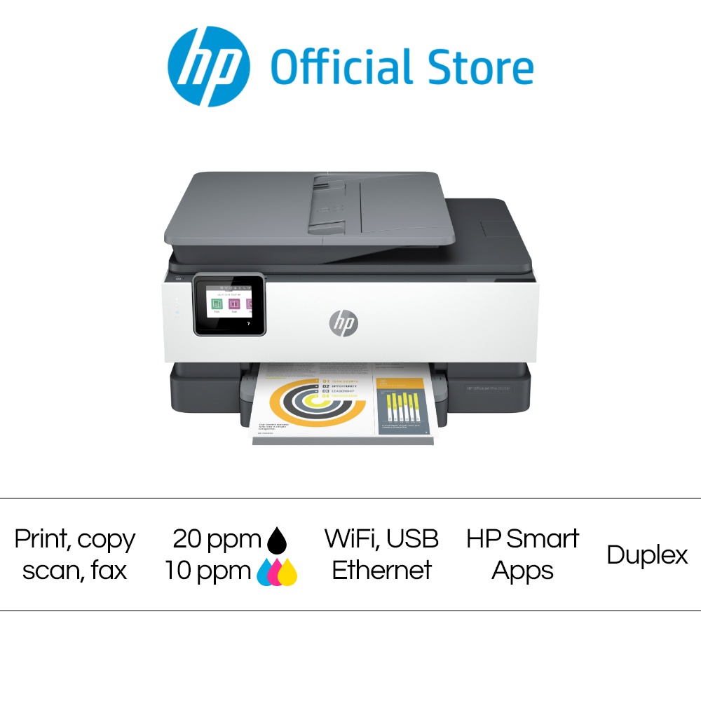 HP OfficeJet Pro 8026 All-in-One Wireless Color Inkjet Printer / Print, Copy, Scan / ADF / Duplex / One Year Warranty