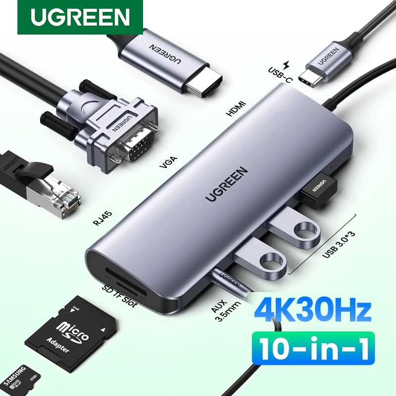 UGREEN USB C HUB 10 in 1 Converter Type C to HDMI VGA Card Reader RJ45 PD Adapter For Macbook Pro 202 2