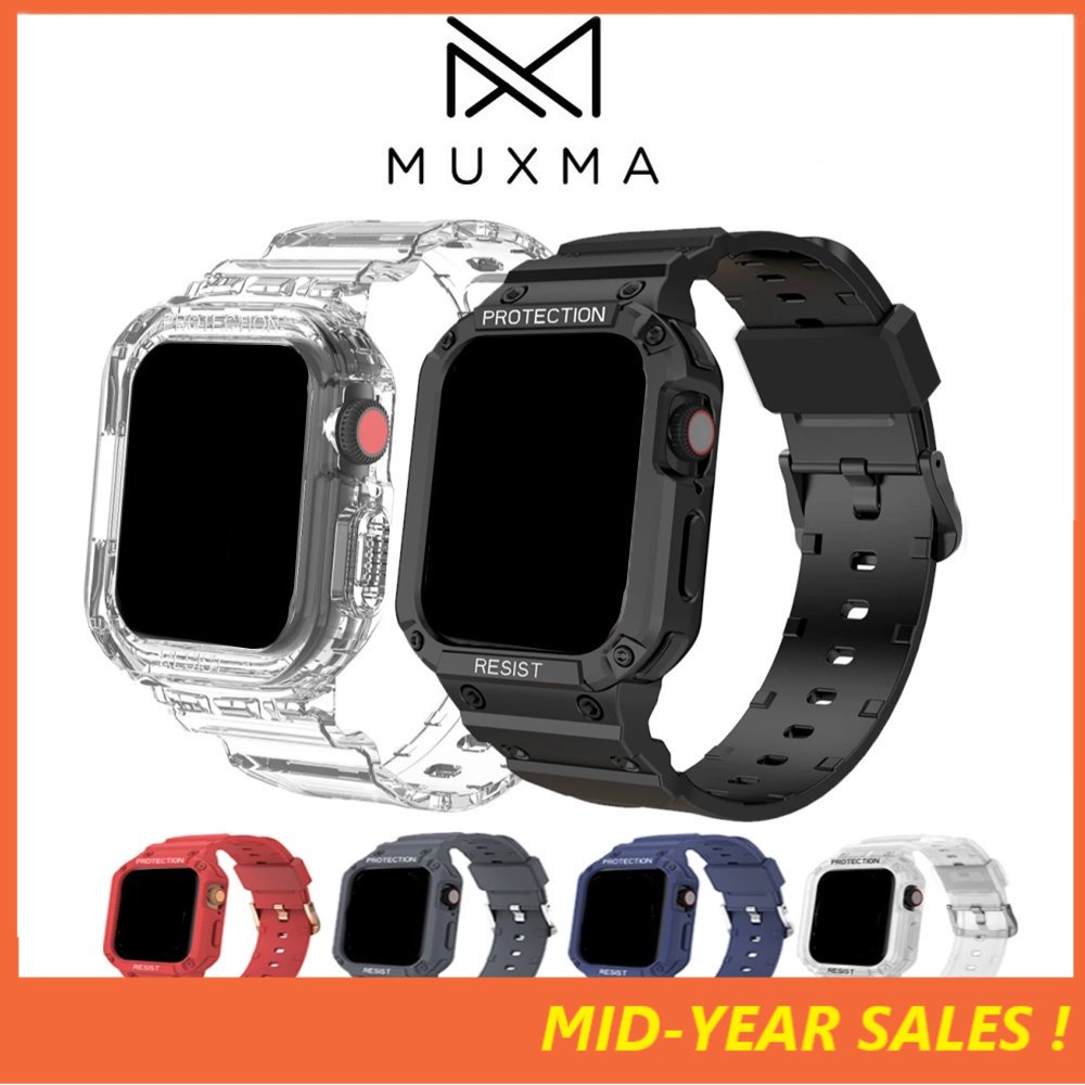 Case Strap Compatible For 45 44 41 40 38 42mm Silicone Watchband Watch Band iWatch series 8 7 4 5 6 se