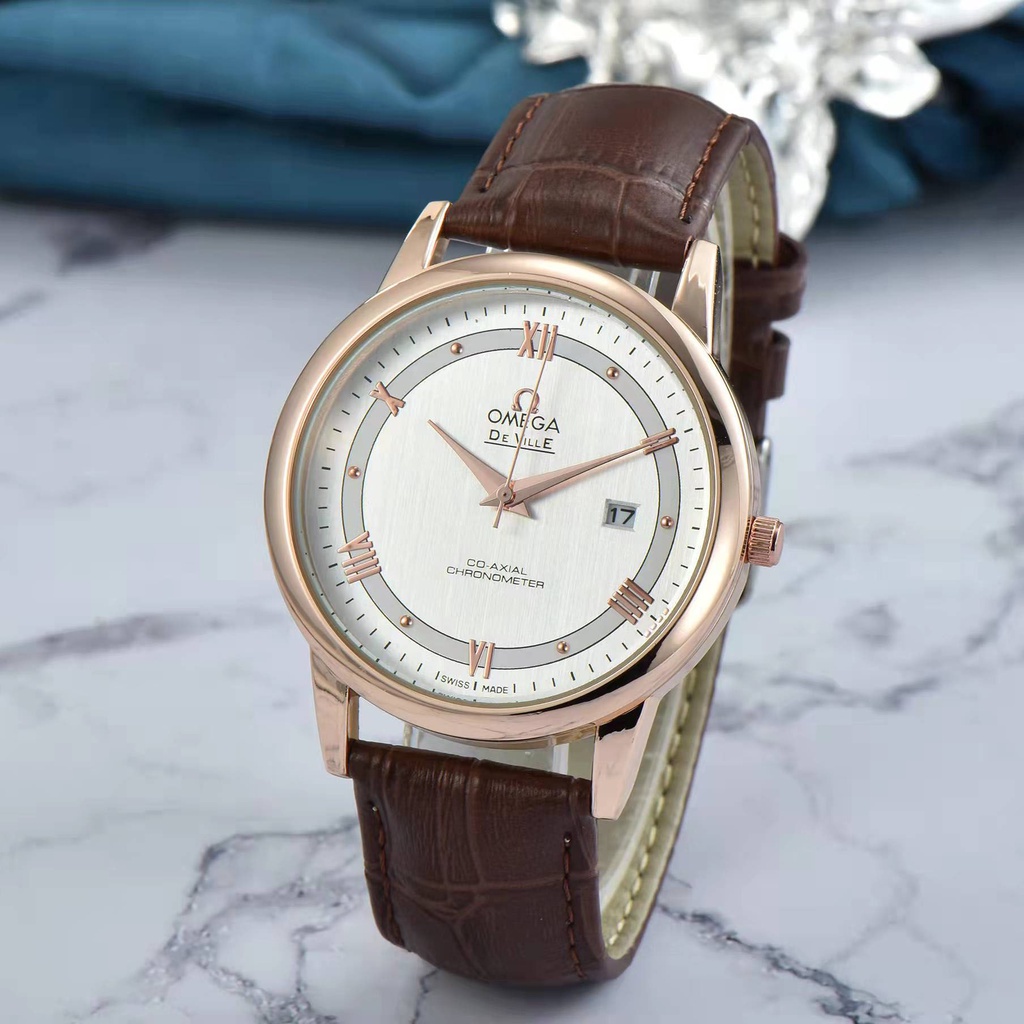 Men Watch Quartz Business Fashion Calendar Men's Watch Leather Belt OGA