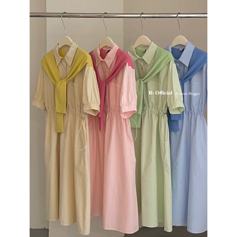 【現貨速發】✨閨蜜衣服韓版襯衫裙披肩假兩件短袖中長裙女夏季休閒polo領洋裝ins小個子洋裝連身裙大尺碼女裝襯衫洋裝