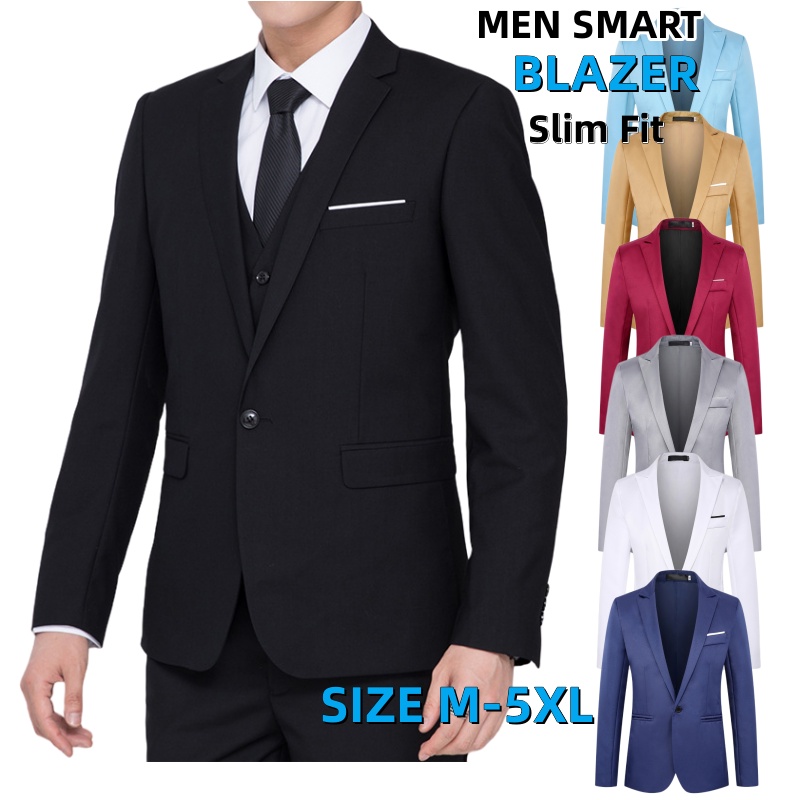 Men's Blazer Formal Business Outerwear Casual Jacket Korean Office Suit Slim Fit Wedding Tuxedos Sut lelaki
