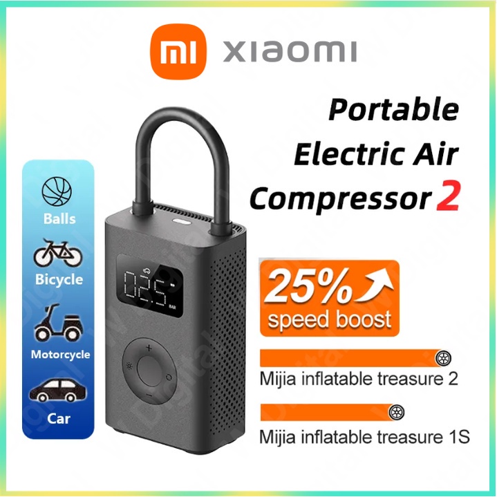Xiaomi Mijia Electric Inflator Pump 2 Smart Digital Tire Pressure Compressor Detection Inflator For Bike Bus Footb